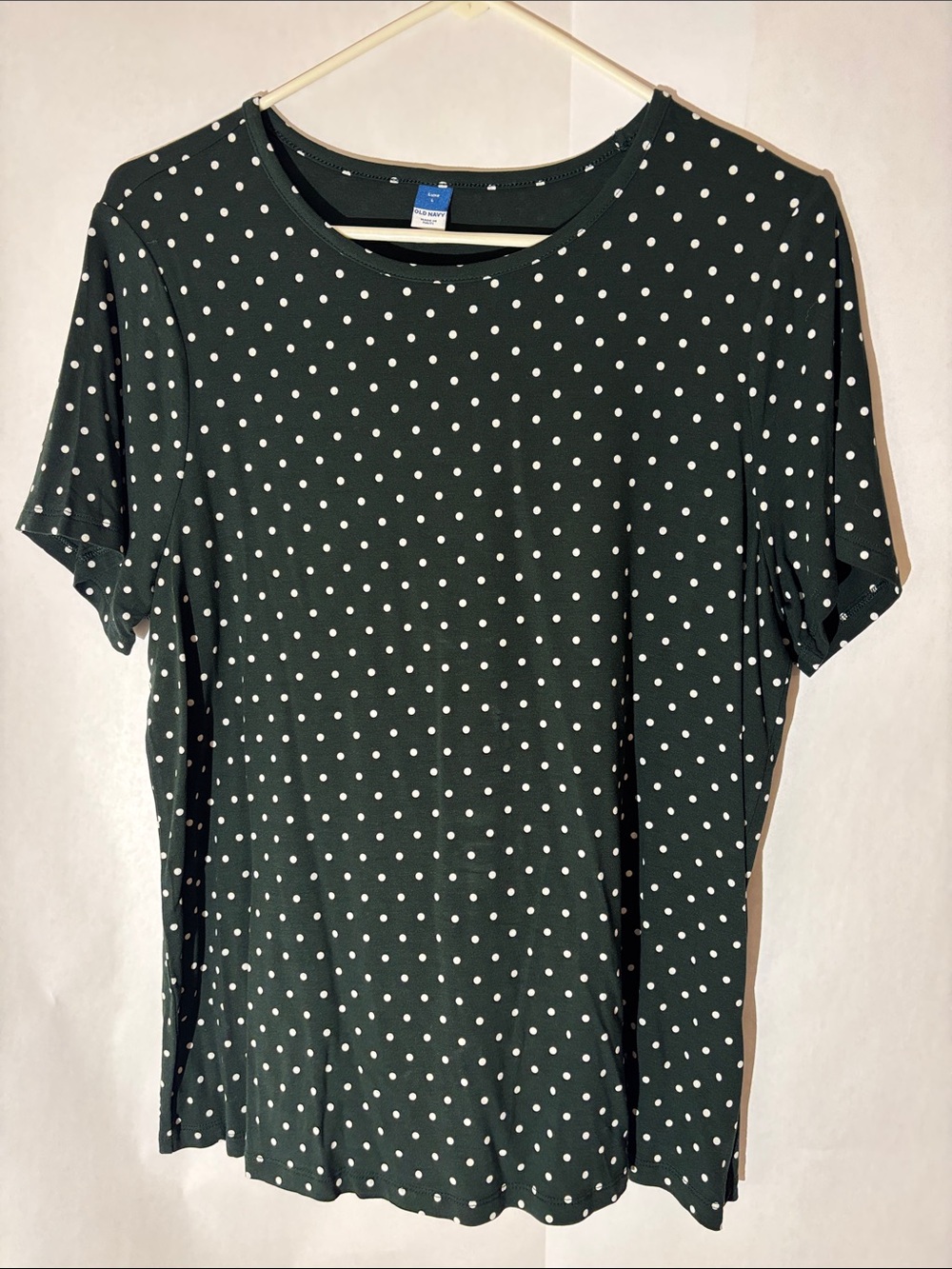 Old Navy Dark Green Short Sleeve blouse with White Polka Dots